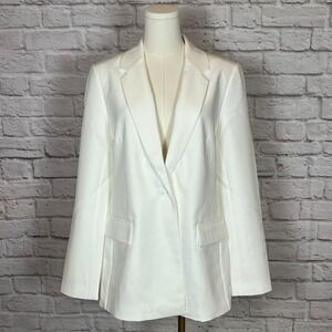 The Drop Women's Medium White Long Blazer Jacket | Chiccore